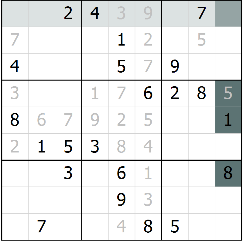 Position des candidats pour la solution de la Gr 37 page 40 du magazine de sudoku Extrême n° 042