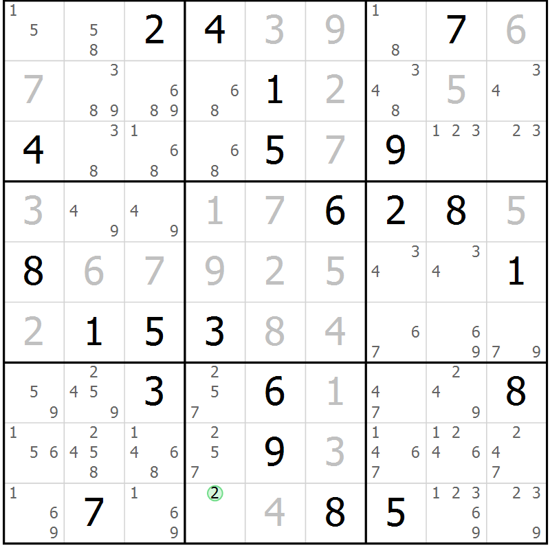 Position des candidats pour la solution de la Gr 37 page 40 du magazine de sudoku Extrême n° 042