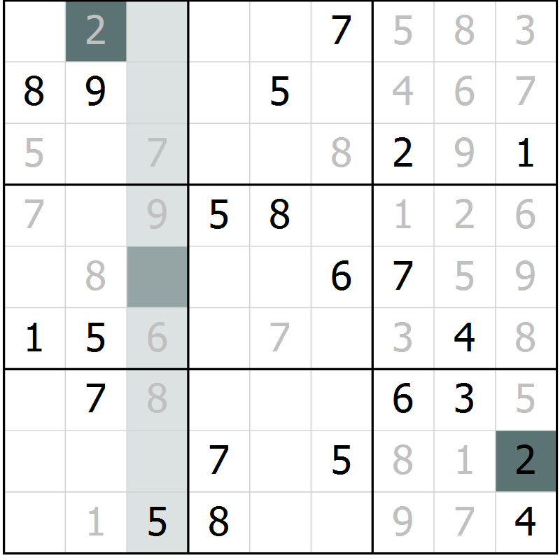 Position des candidats pour la solution de la Gr 38 page 41 du magazine de sudoku Extrême n° 042
