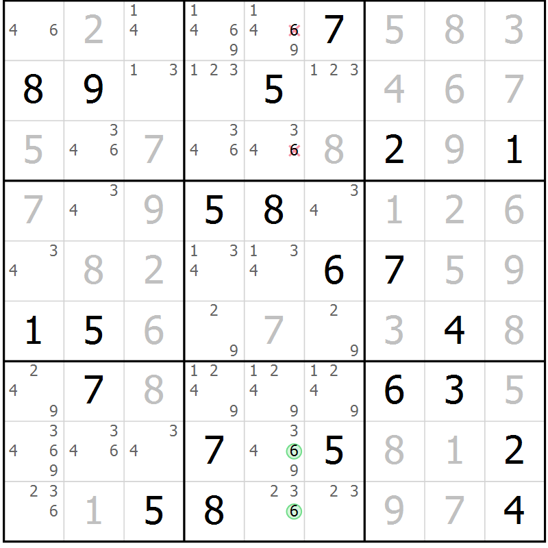 Position des candidats pour la solution de la Gr 38 page 41 du magazine de sudoku Extrême n° 042
