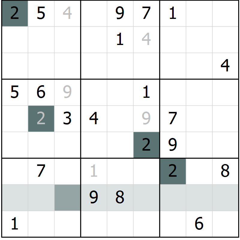 Position des candidats pour la solution de la Gr 39 page 42 du magazine de sudoku Extrême n° 042