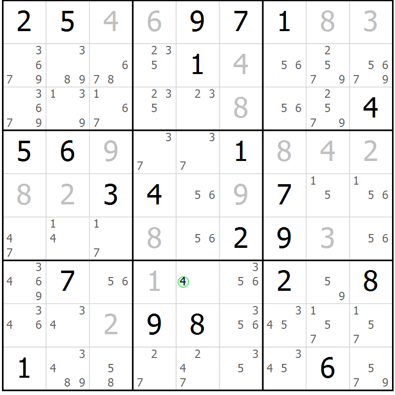 Position des candidats pour la solution de la Gr 39 page 42 du magazine de sudoku Extrême n° 042