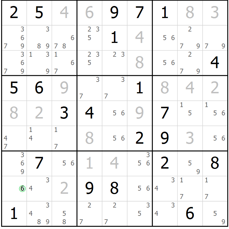 Position des candidats pour la solution de la Gr 39 page 42 du magazine de sudoku Extrême n° 042