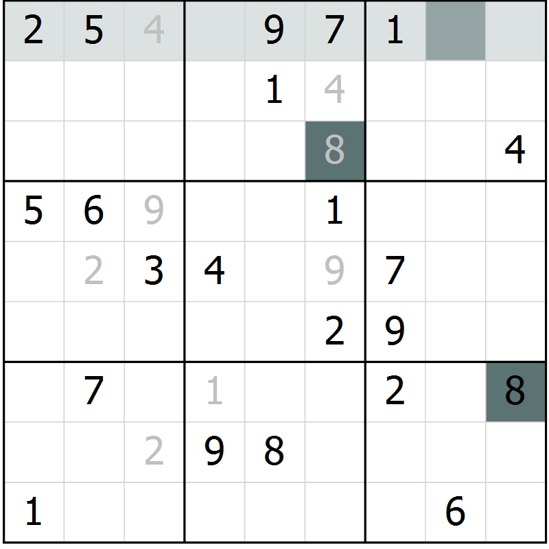 Position des candidats pour la solution de la Gr 39 page 42 du magazine de sudoku Extrême n° 042