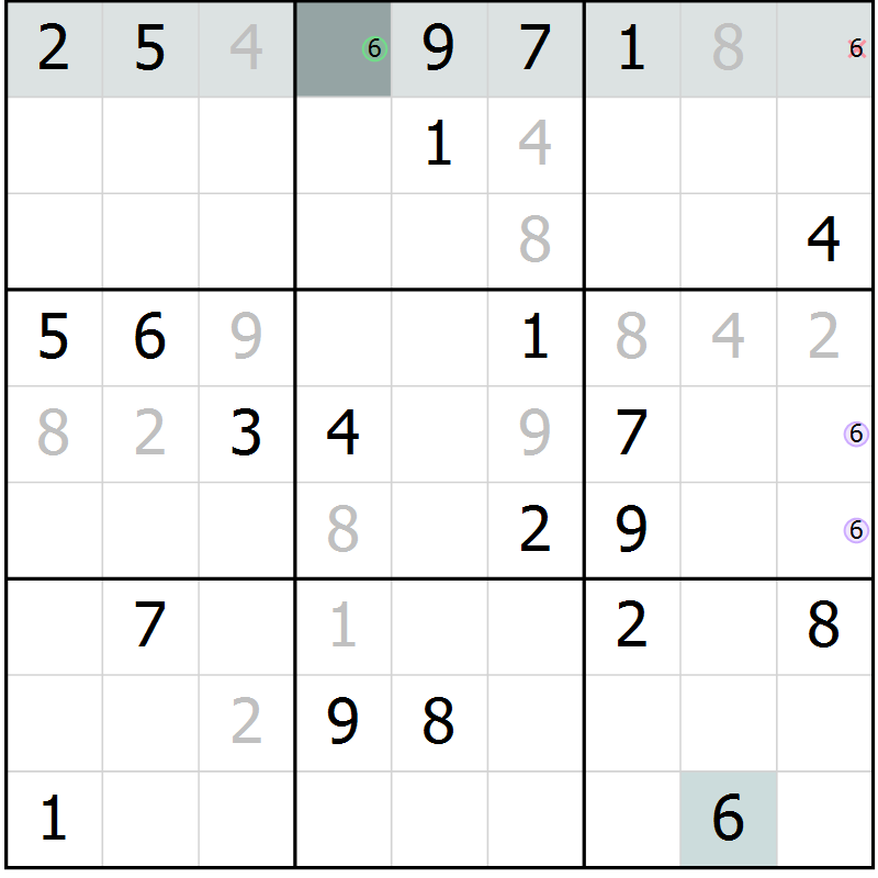 Position des candidats pour la solution de la Gr 39 page 42 du magazine de sudoku Extrême n° 042