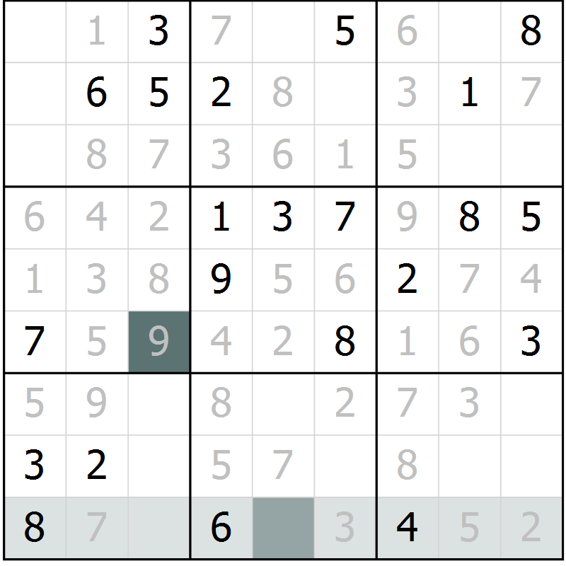 Position des candidats pour la solution de la Gr 40 page 43 du magazine de sudoku Extrême n° 042