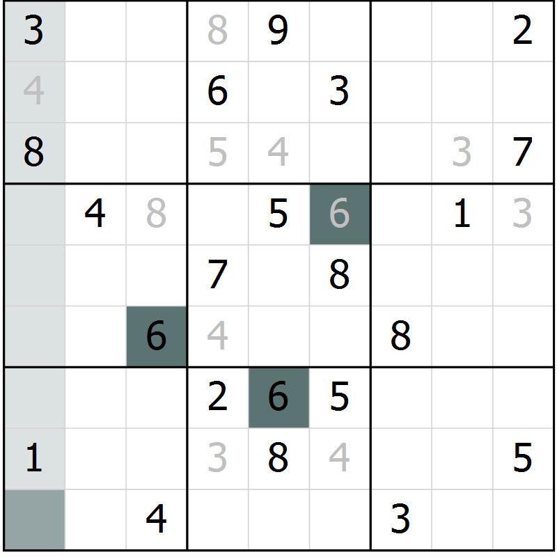 Position des candidats pour la solution de la Gr 41 page 44 du magazine de sudoku Extrême n° 042