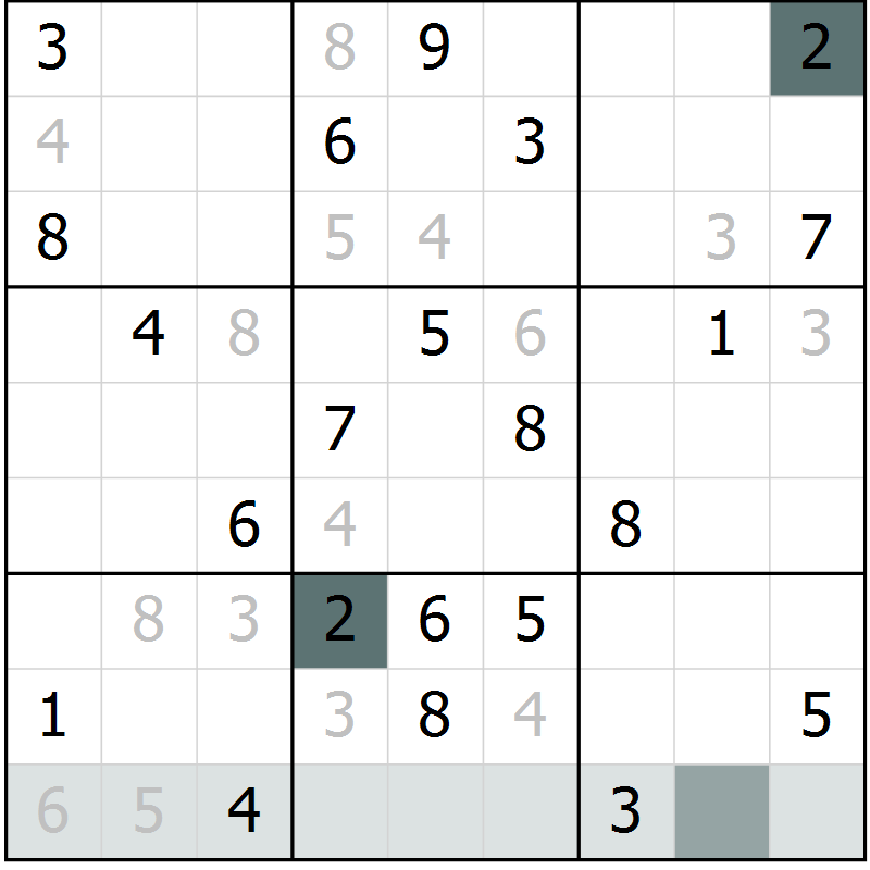 Position des candidats pour la solution de la Gr 41 page 44 du magazine de sudoku Extrême n° 042