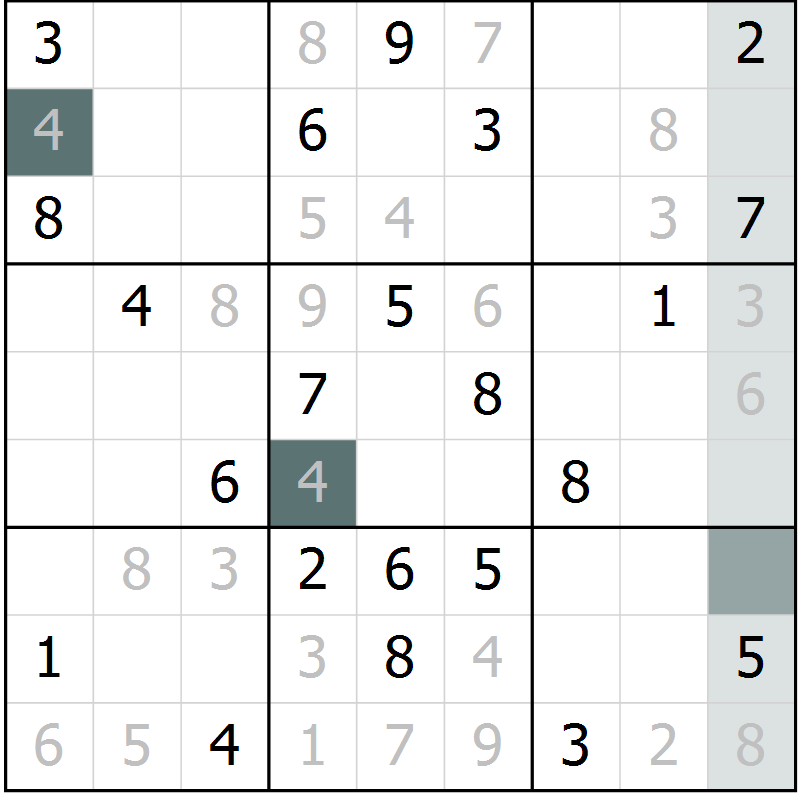 Position des candidats pour la solution de la Gr 41 page 44 du magazine de sudoku Extrême n° 042