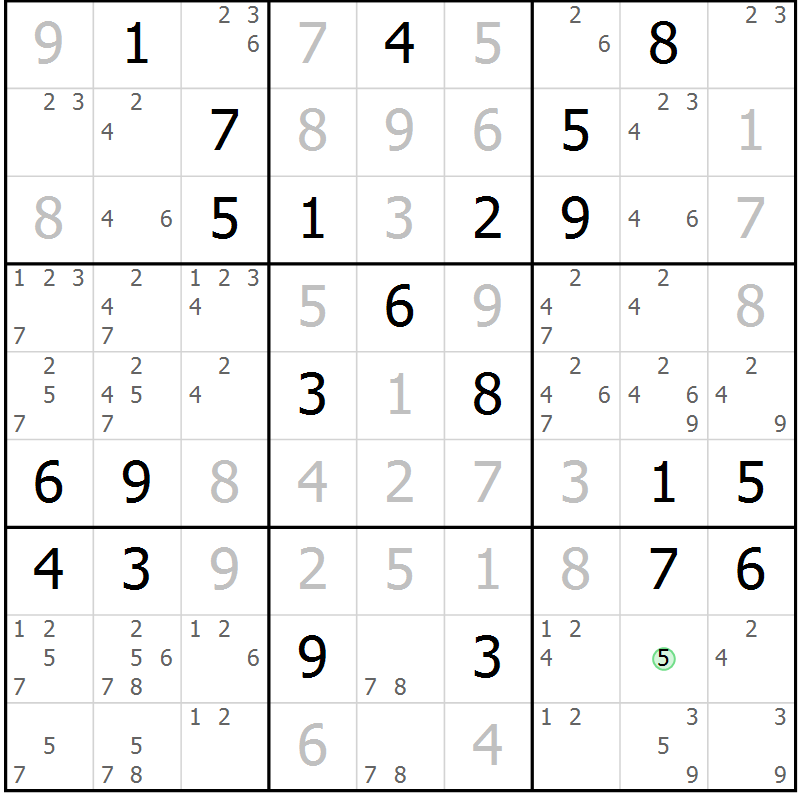Position des candidats pour la solution de la Gr 42 page 45 du magazine de sudoku Extrême n° 042