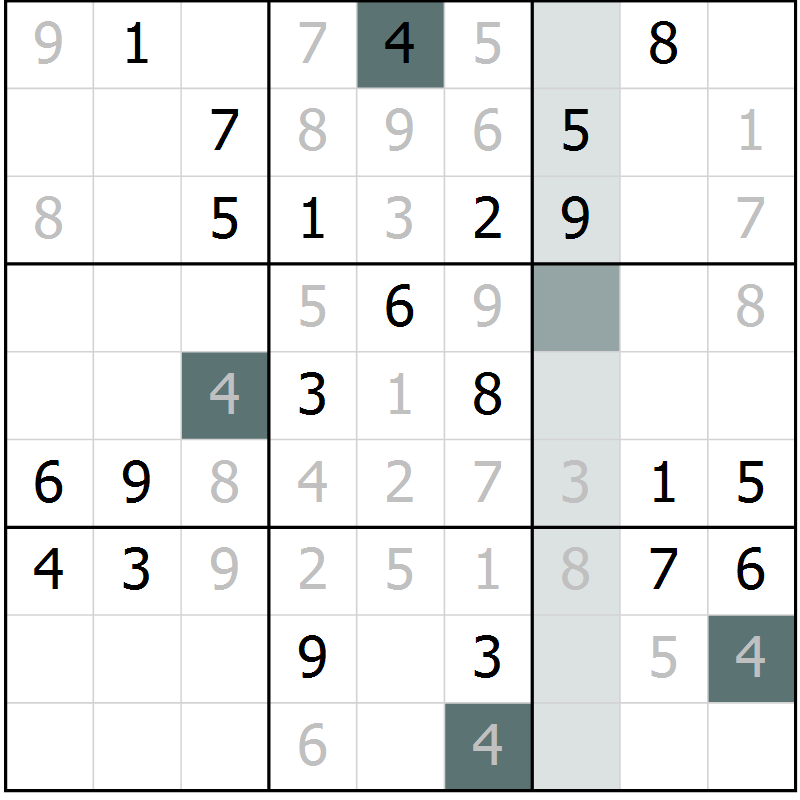 Position des candidats pour la solution de la Gr 42 page 45 du magazine de sudoku Extrême n° 042