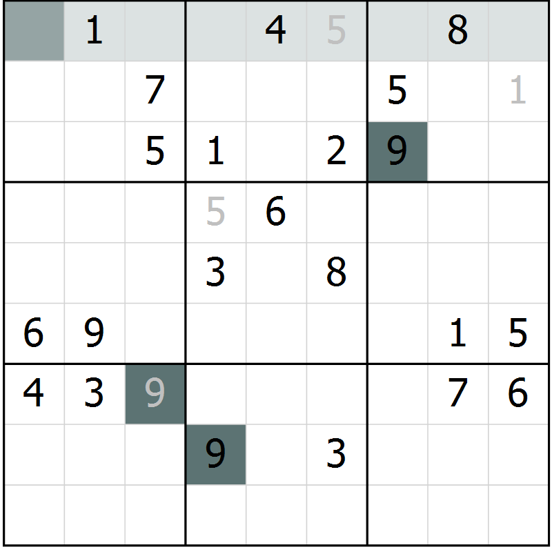 Position des candidats pour la solution de la Gr 42 page 45 du magazine de sudoku Extrême n° 042