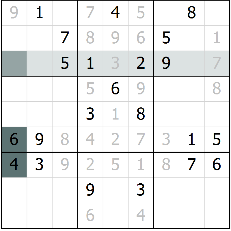 Position des candidats pour la solution de la Gr 42 page 45 du magazine de sudoku Extrême n° 042