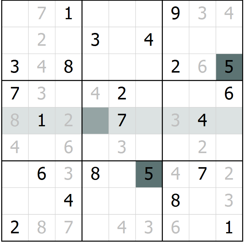 Position des candidats pour la solution de la Gr 43 page 46 du magazine de sudoku Extrême n° 042