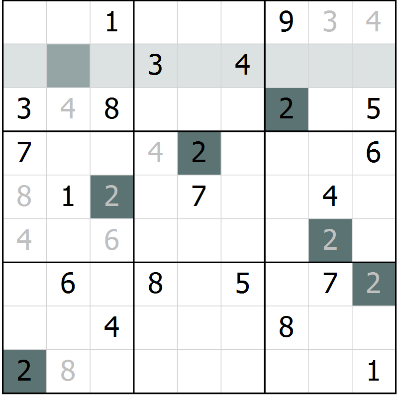 Position des candidats pour la solution de la Gr 43 page 46 du magazine de sudoku Extrême n° 042