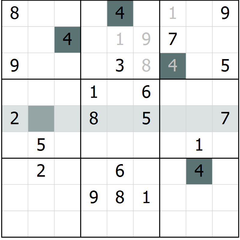 Position des candidats pour la solution de la Gr 44 page 47 du magazine de sudoku Extrême n° 042