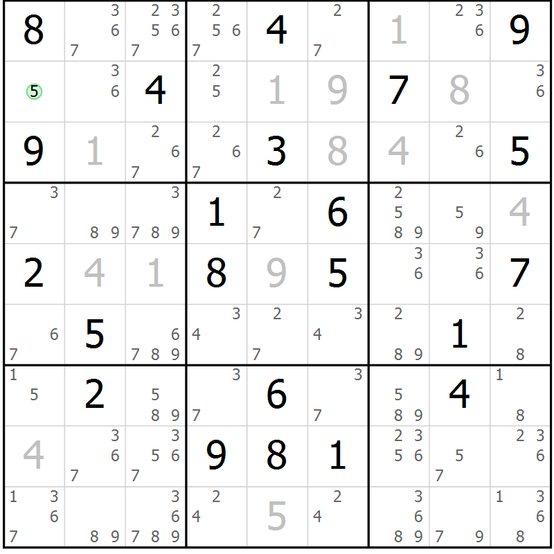 Position des candidats pour la solution de la Gr 44 page 47 du magazine de sudoku Extrême n° 042