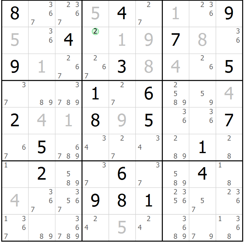 Position des candidats pour la solution de la Gr 44 page 47 du magazine de sudoku Extrême n° 042