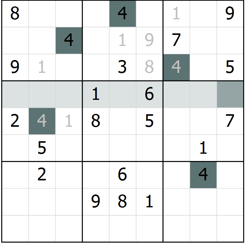 Position des candidats pour la solution de la Gr 44 page 47 du magazine de sudoku Extrême n° 042