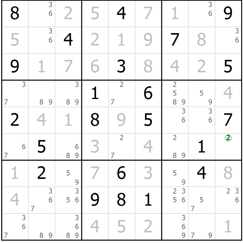 Position des candidats pour la solution de la Gr 44 page 47 du magazine de sudoku Extrême n° 042