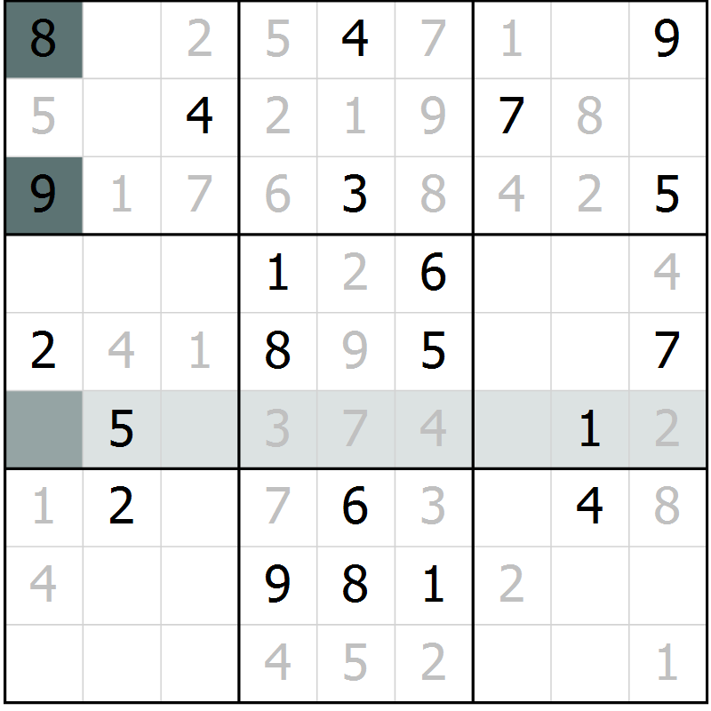 Position des candidats pour la solution de la Gr 44 page 47 du magazine de sudoku Extrême n° 042