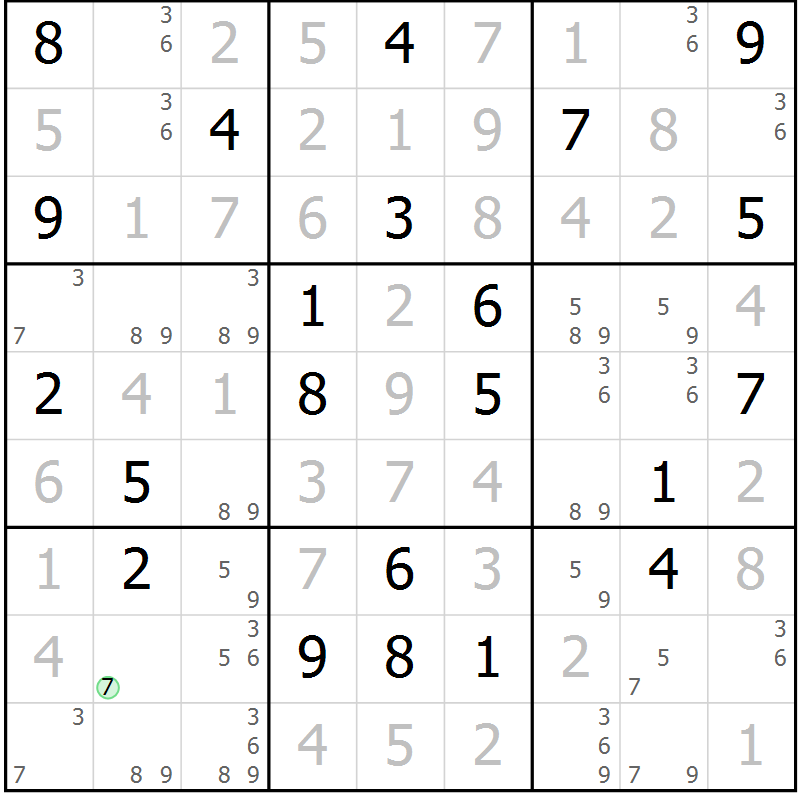 Position des candidats pour la solution de la Gr 44 page 47 du magazine de sudoku Extrême n° 042