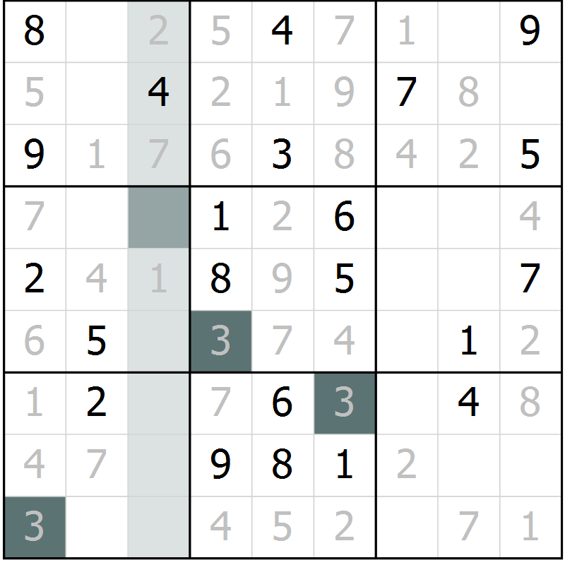 Position des candidats pour la solution de la Gr 44 page 47 du magazine de sudoku Extrême n° 042