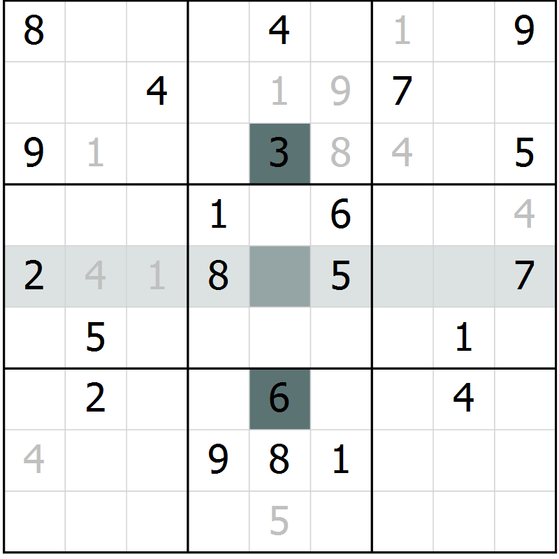 Position des candidats pour la solution de la Gr 44 page 47 du magazine de sudoku Extrême n° 042