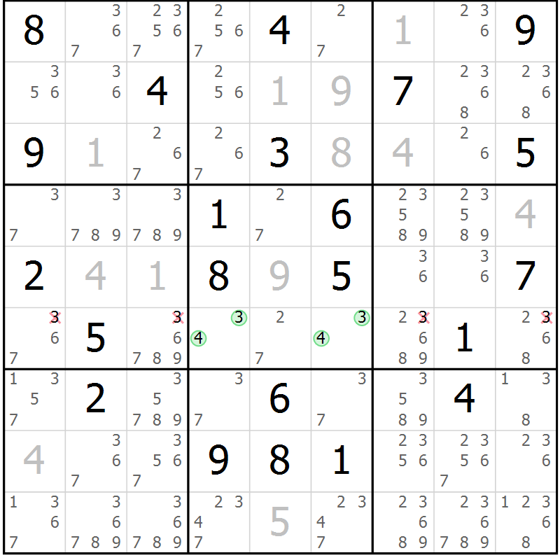 Position des candidats pour la solution de la Gr 44 page 47 du magazine de sudoku Extrême n° 042