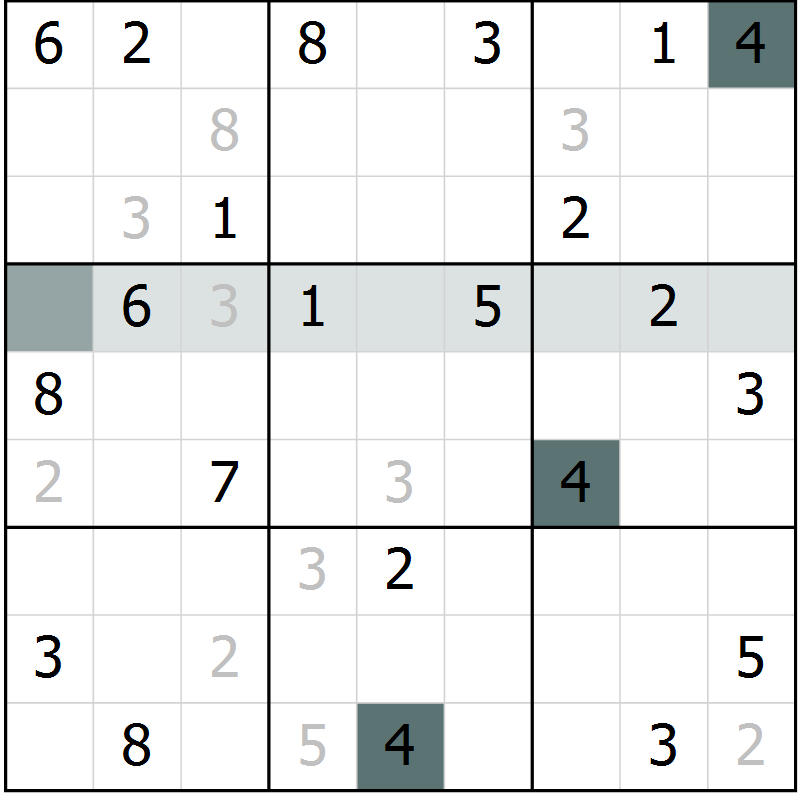 Position des candidats pour la solution de la Gr 45 page 48 du magazine de sudoku Extrême n° 042