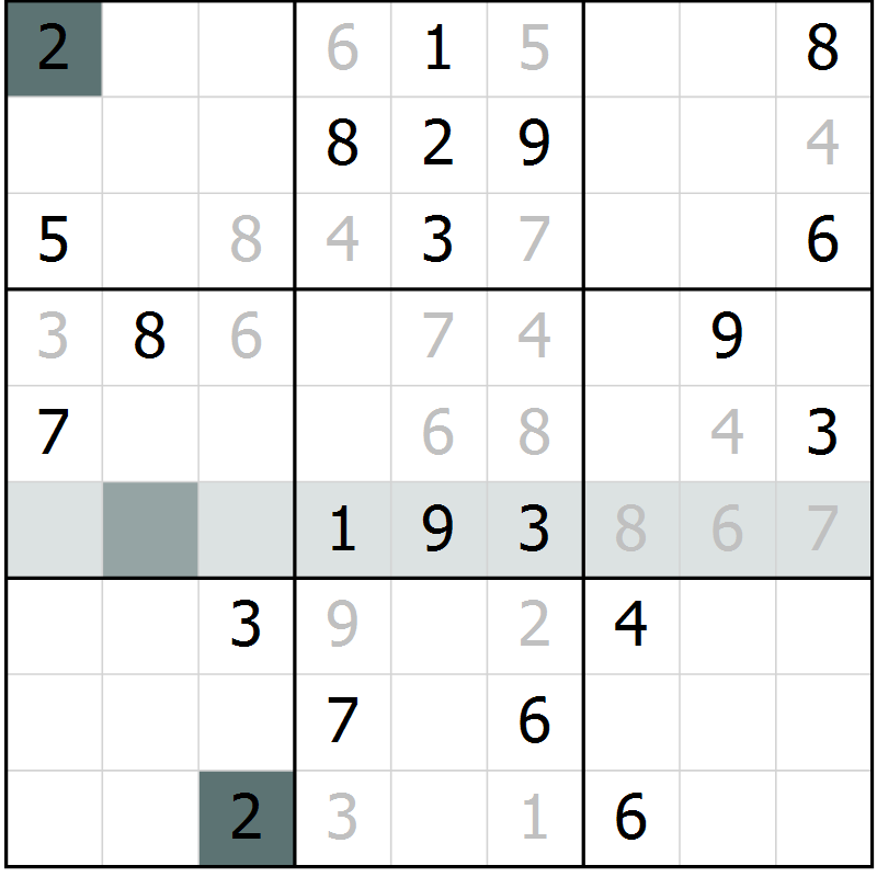 Position des candidats pour la solution de la Gr 46 page 49 du magazine de sudoku Extrême n° 042