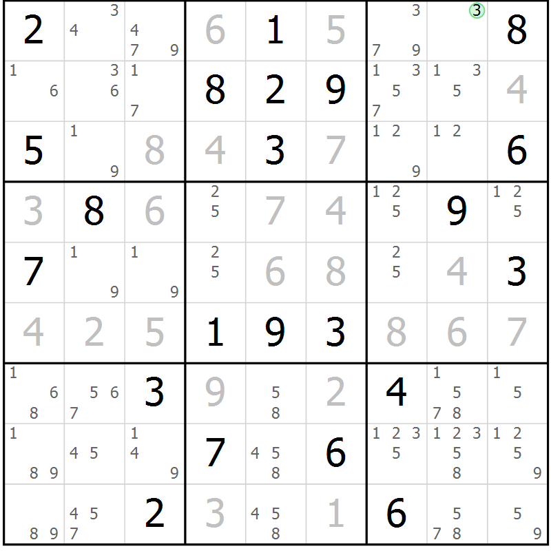 Position des candidats pour la solution de la Gr 46 page 49 du magazine de sudoku Extrême n° 042