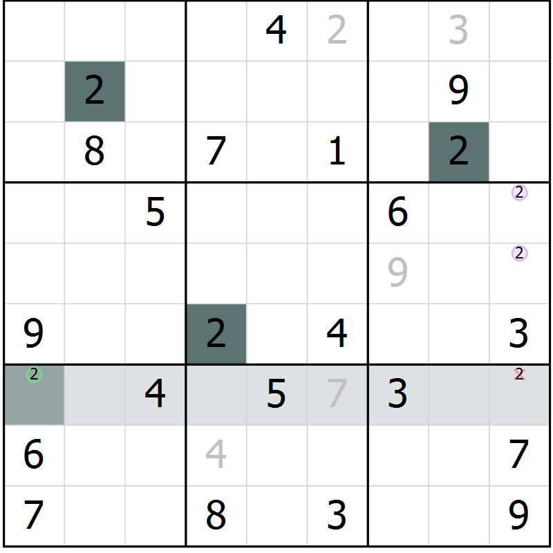 Position des candidats pour la solution de la Gr 47 page 50 du magazine de sudoku Extrême n° 042