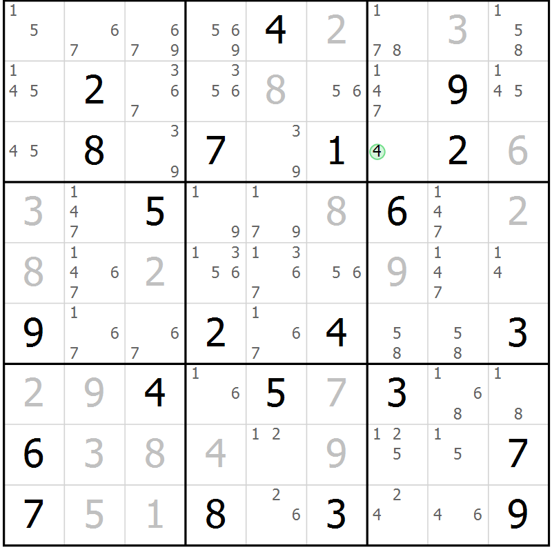 Position des candidats pour la solution de la Gr 47 page 50 du magazine de sudoku Extrême n° 042