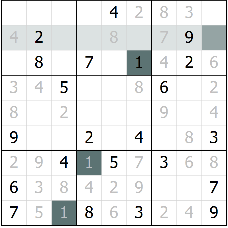Position des candidats pour la solution de la Gr 47 page 50 du magazine de sudoku Extrême n° 042
