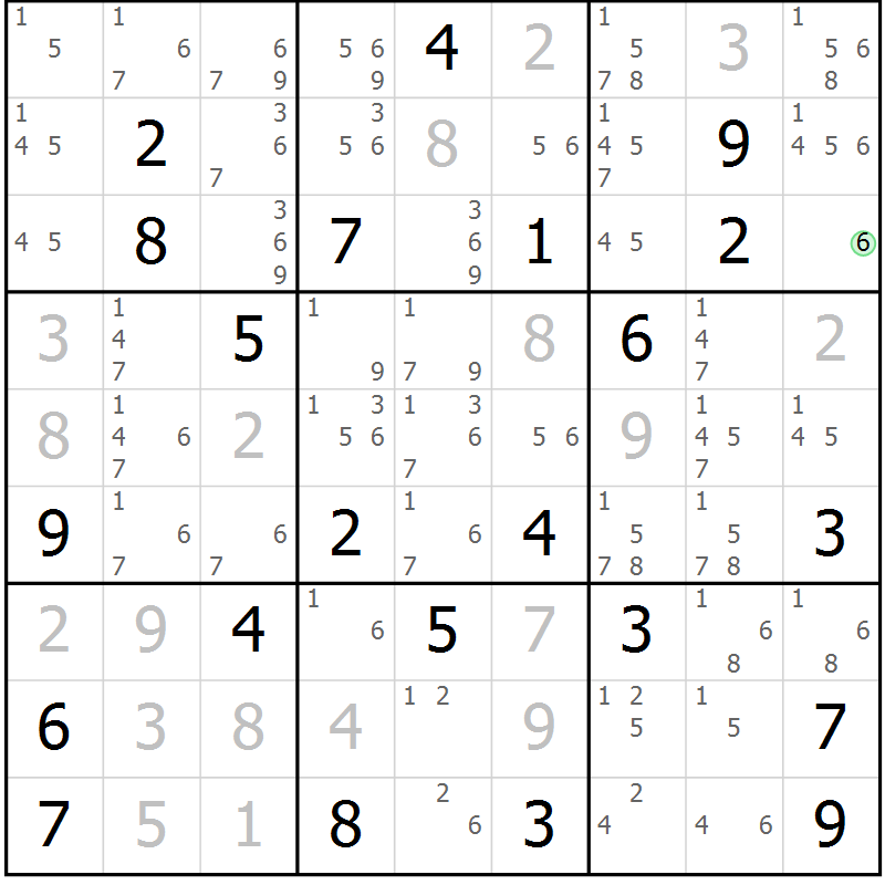 Position des candidats pour la solution de la Gr 47 page 50 du magazine de sudoku Extrême n° 042