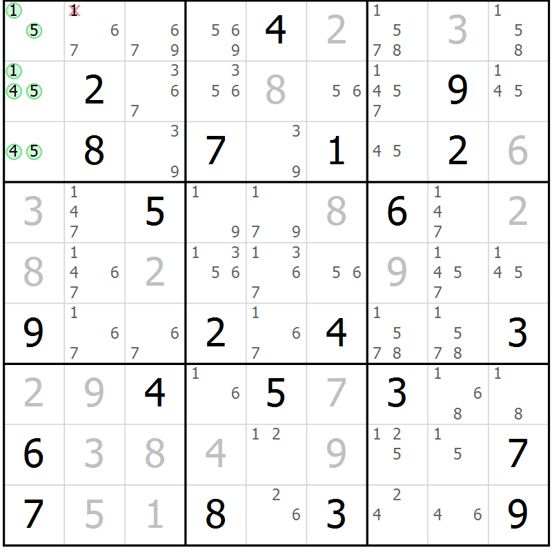 Position des candidats pour la solution de la Gr 47 page 50 du magazine de sudoku Extrême n° 042