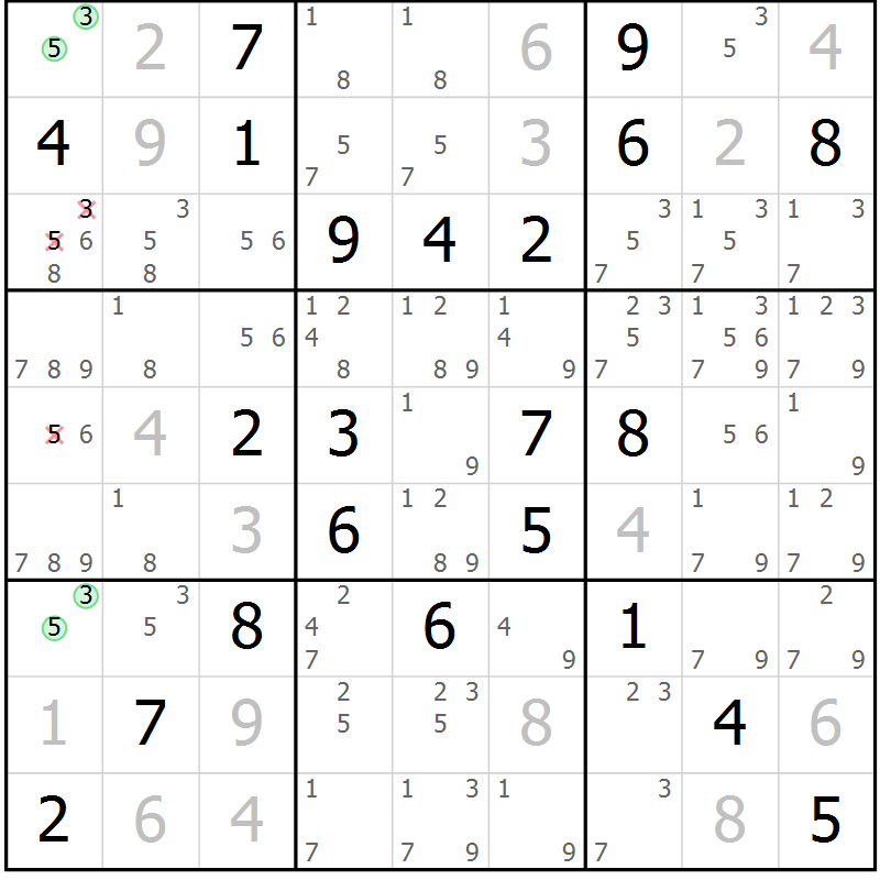 Position des candidats pour la solution de la Gr 48 page 51 du magazine de sudoku Extrême n° 042