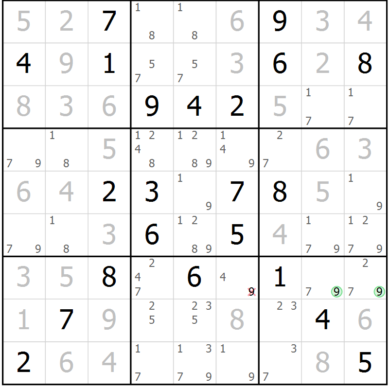 Position des candidats pour la solution de la Gr 48 page 51 du magazine de sudoku Extrême n° 042