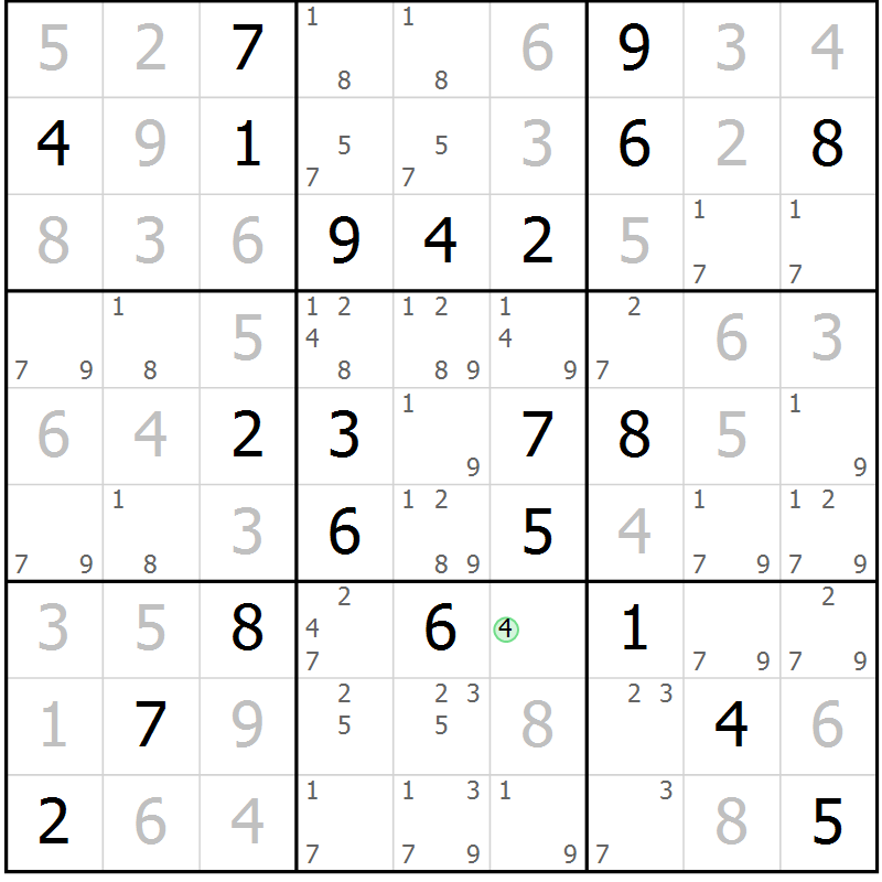 Position des candidats pour la solution de la Gr 48 page 51 du magazine de sudoku Extrême n° 042
