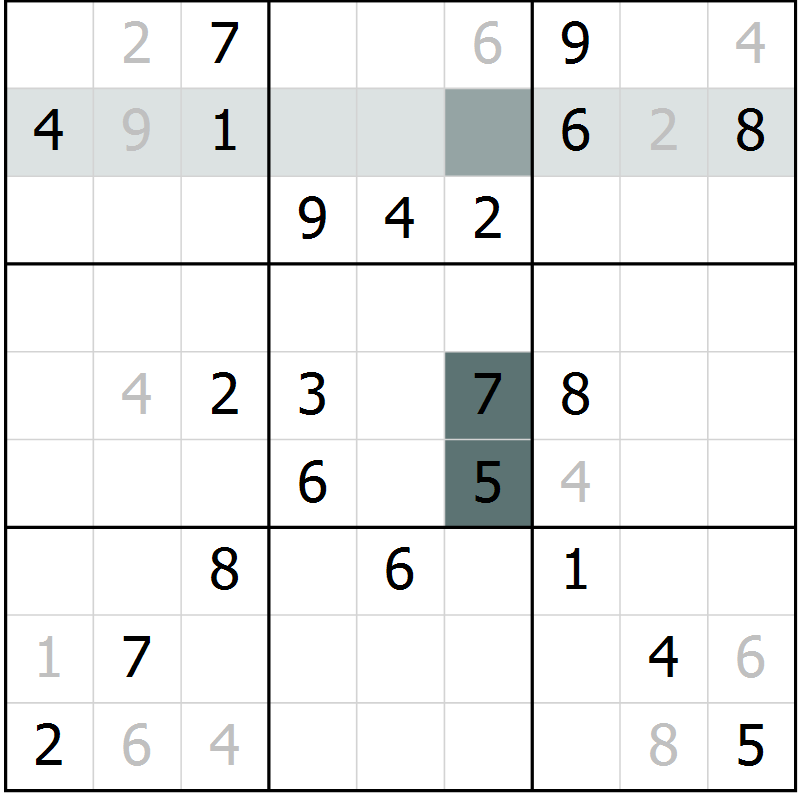 Position des candidats pour la solution de la Gr 48 page 51 du magazine de sudoku Extrême n° 042