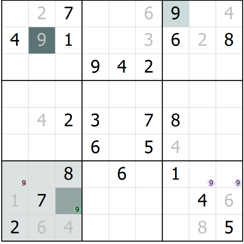 Position des candidats pour la solution de la Gr 48 page 51 du magazine de sudoku Extrême n° 042