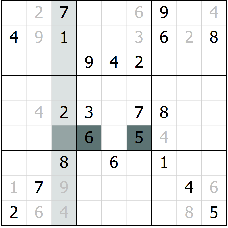 Position des candidats pour la solution de la Gr 48 page 51 du magazine de sudoku Extrême n° 042