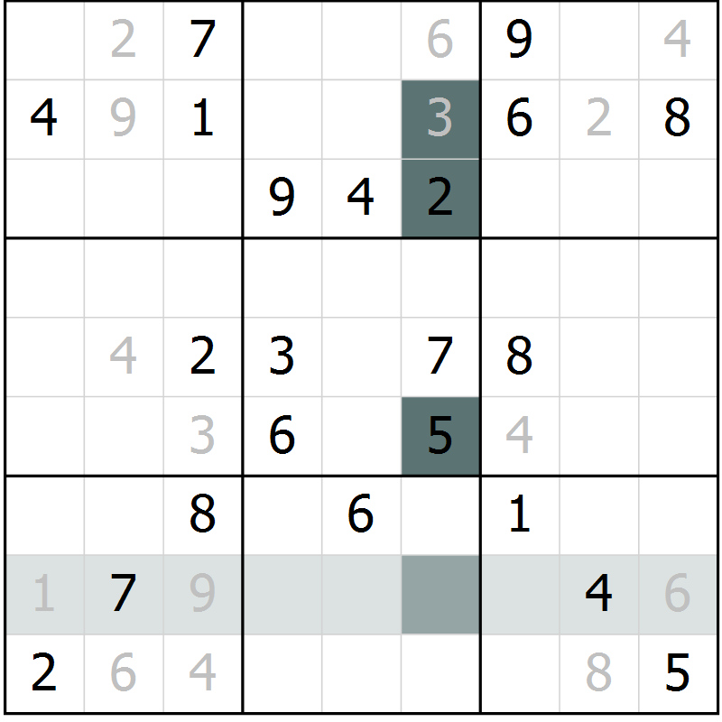 Position des candidats pour la solution de la Gr 48 page 51 du magazine de sudoku Extrême n° 042
