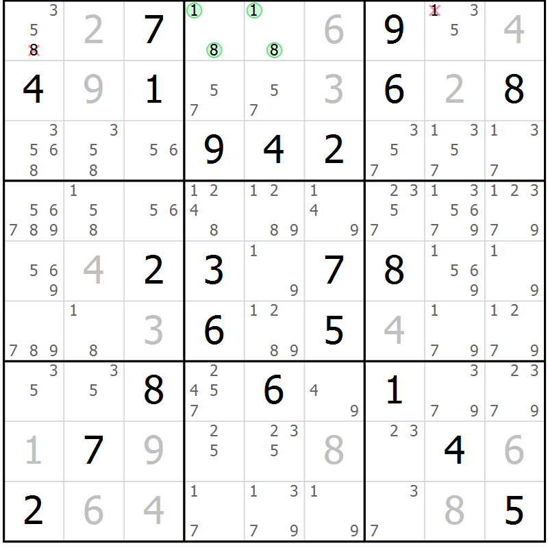 Position des candidats pour la solution de la Gr 48 page 51 du magazine de sudoku Extrême n° 042