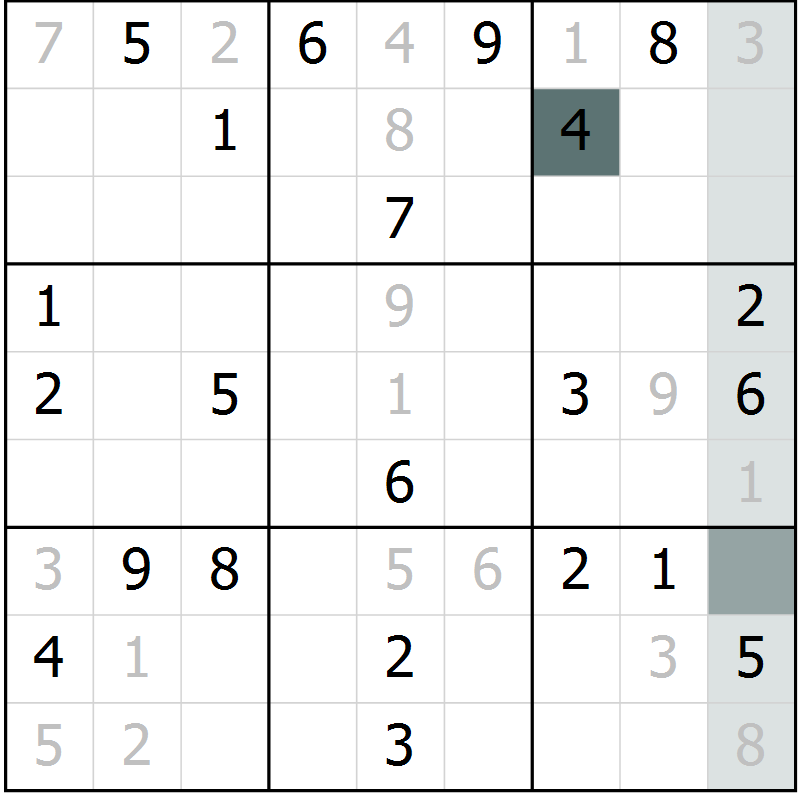 Position des candidats pour la solution de la Gr 49 page 52 du magazine de sudoku Extrême n° 042