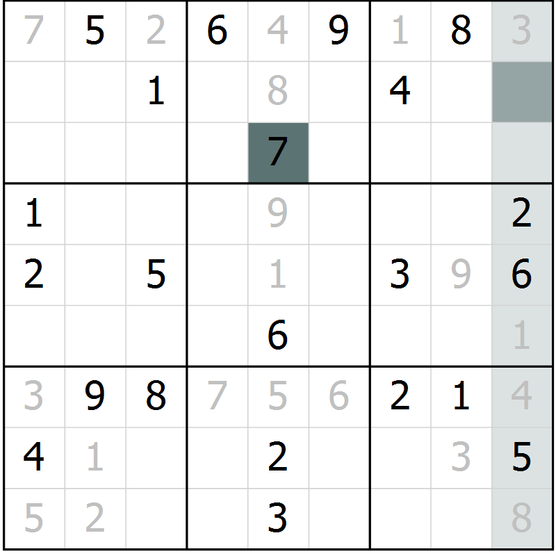 Position des candidats pour la solution de la Gr 49 page 52 du magazine de sudoku Extrême n° 042
