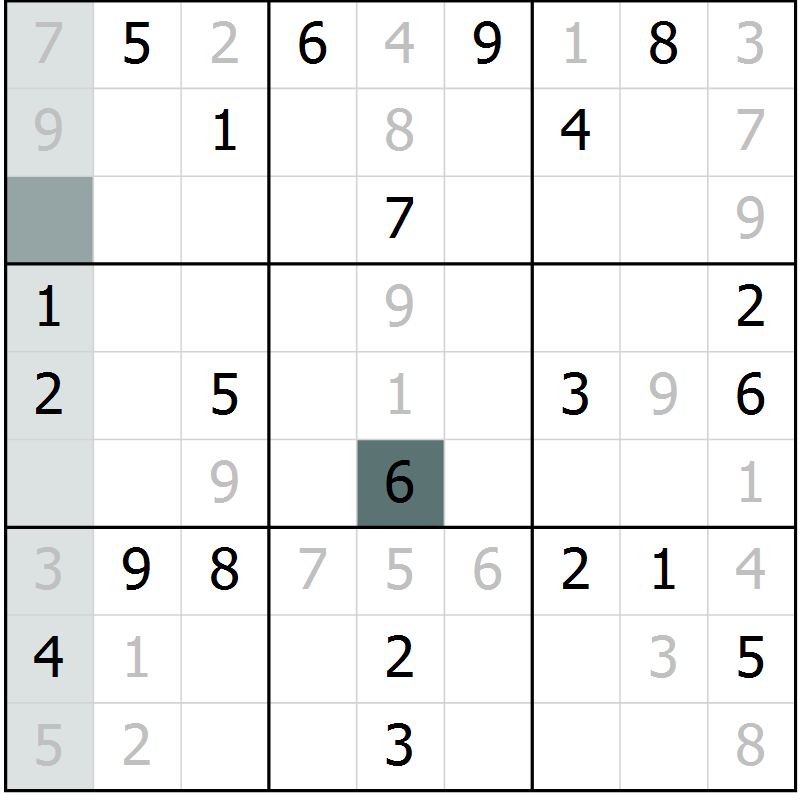 Position des candidats pour la solution de la Gr 49 page 52 du magazine de sudoku Extrême n° 042