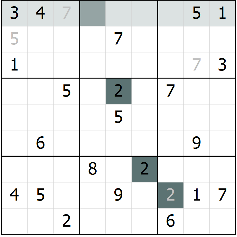 Position des candidats pour la solution de la Gr 5 page 8 du magazine de sudoku Extrême n° 042