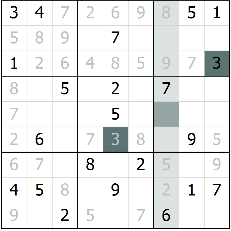 Position des candidats pour la solution de la Gr 5 page 8 du magazine de sudoku Extrême n° 042